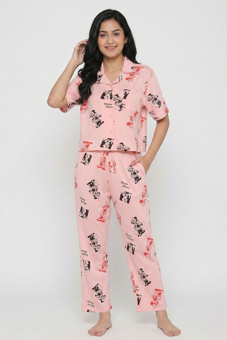 Zivame Mickey & Friends Knit Cotton Loungewear Set - Gossamer Pink — image 2